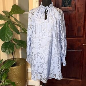 & Other Stories A-Line Relaxed Pastel Blue Floral Mini Dress Size 4 EU 34